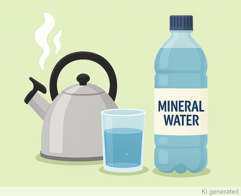 Faire bouillir de l’eau vs eau minérale illustration