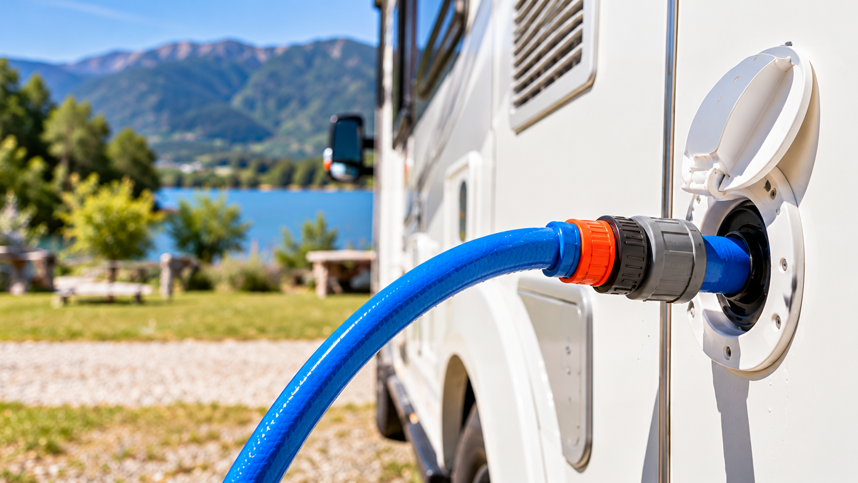 Filling a motorhome fresh water tank with drinking water