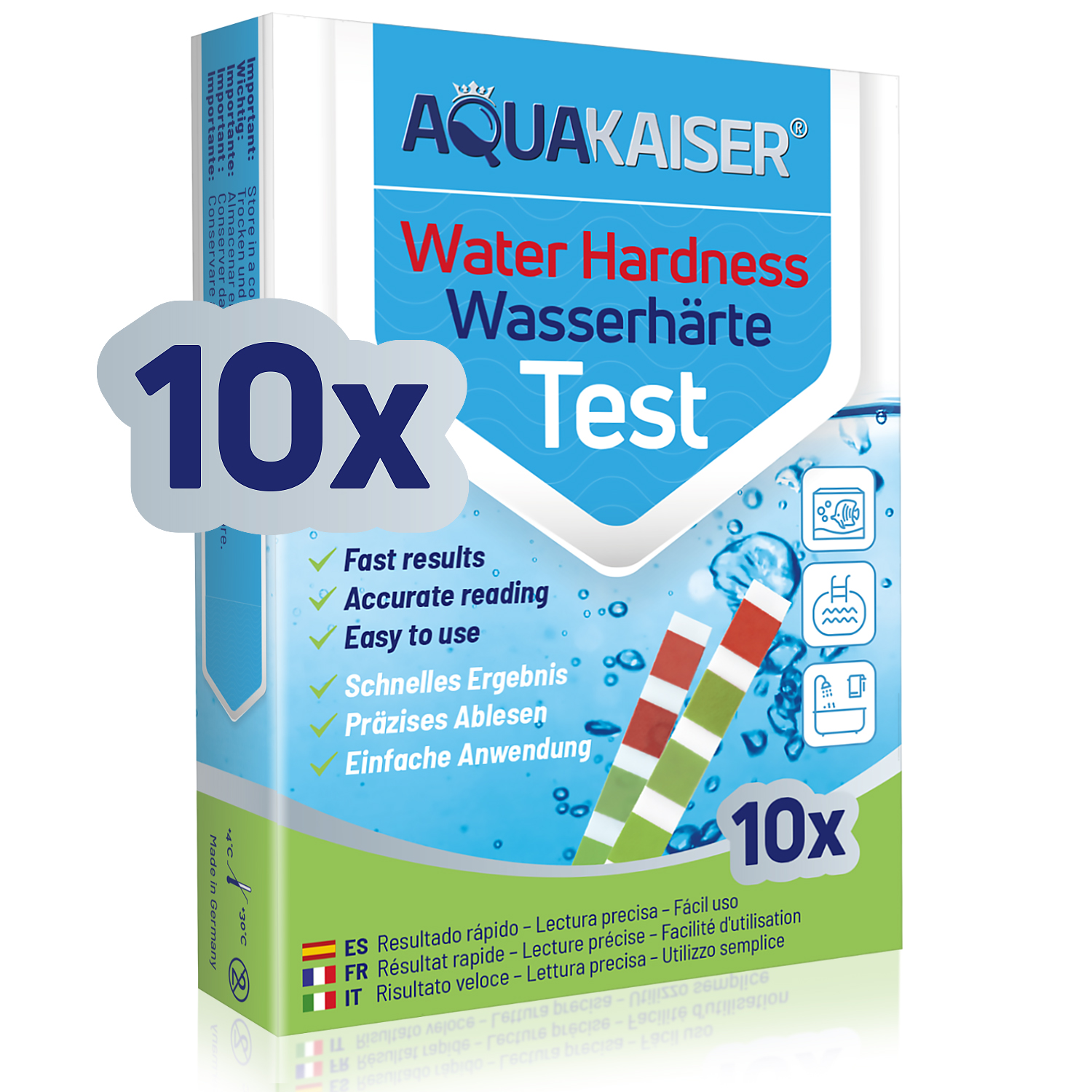 ▷ Wasserhärte selber messen, 10 Teststreifen